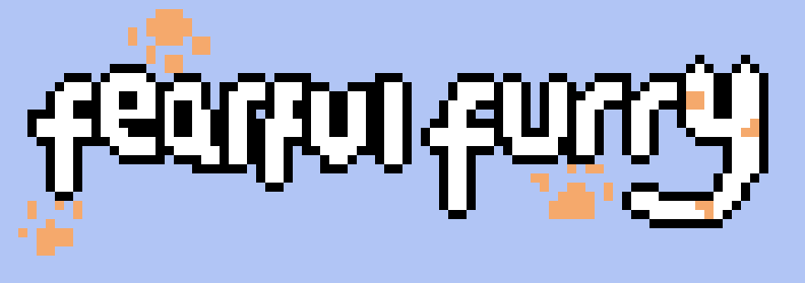 A blue button with the text 'fearful furry' surrounded with paw prints